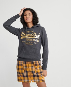 Superdry Premium Goods Classic Hoodie Női Pólók MélySzürke | ZJBCR5934